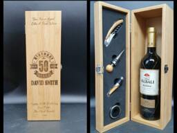 40Th Birthday - Birthday Gifts For Women . Personalised Bamboo Wine Box With Tools. Best Friend - thumbnail 1