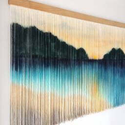 Macrame Beach Sunrise Wall Hanging Modern Boho Tapestry - thumbnail 3