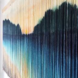 Macrame Beach Sunrise Wall Hanging Modern Boho Tapestry - thumbnail 4
