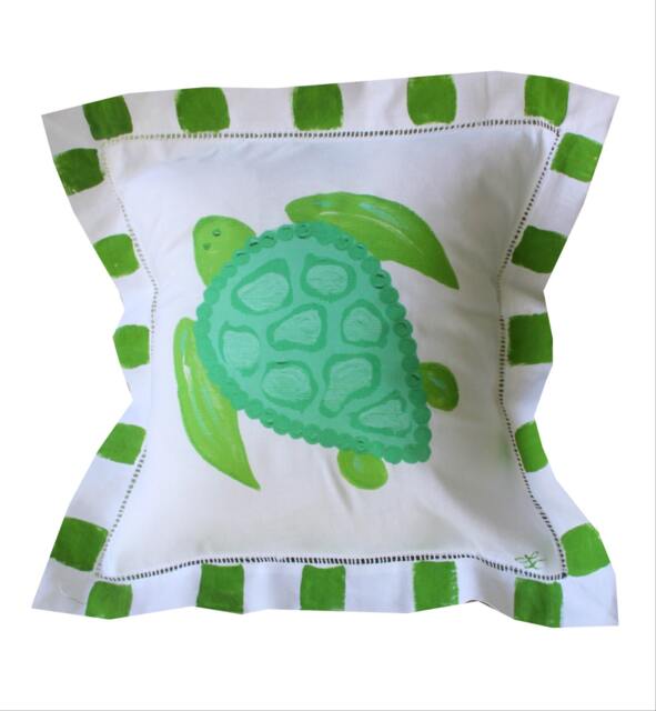Green & Turquoise Sea Turtle Beach Pillow - image 1