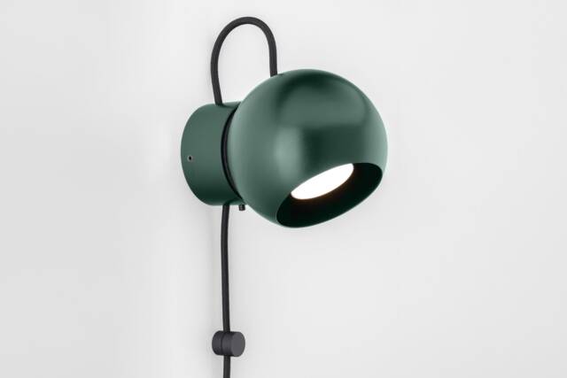 Hanson Wall Sconce Dark Green Plug-In On/Off Switch Bedside Lamp - image 1