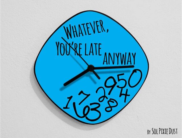 Whatever You're Late Anyway/Oval Blue - Wall Clock - image 1