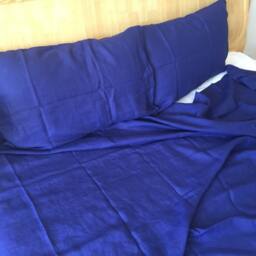 Set Of 3 Pure Hemp Sheet Set Royal Blue Klein in Queen King Or Custom Size With Pillowcases - thumbnail 2
