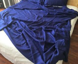 Set Of 3 Pure Hemp Sheet Set Royal Blue Klein in Queen King Or Custom Size With Pillowcases - thumbnail 1