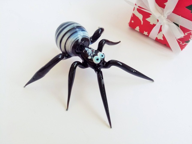 Art Glass Gift Figurine Animals Lampworking Black Spider Color Glass Sculpture For Kids Handmade Miniature Christmas Gift - image 1