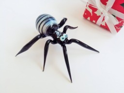 Art Glass Gift Figurine Animals Lampworking Black Spider Color Glass Sculpture For Kids Handmade Miniature Christmas Gift