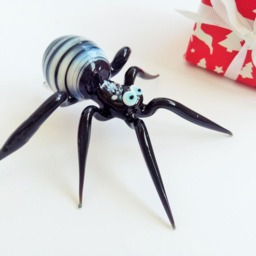 Art Glass Gift Figurine Animals Lampworking Black Spider Color Glass Sculpture For Kids Handmade Miniature Christmas Gift - thumbnail 2