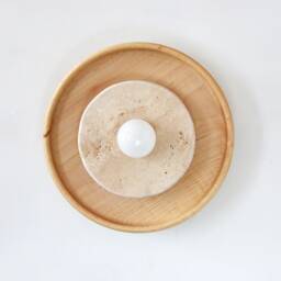 Travertine Wall Sconce Light Maple & Stone Fixture Modern Kitchen Lighting Entry - thumbnail 2