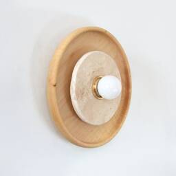Travertine Wall Sconce Light Maple & Stone Fixture Modern Kitchen Lighting Entry - thumbnail 3