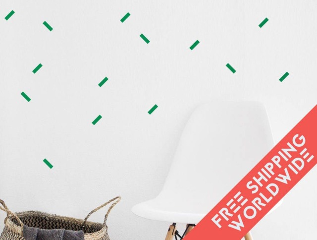Confettis Green Wall Decals Decor Stickers Straight Line Rectangle Modern & Scandinavian - image 1