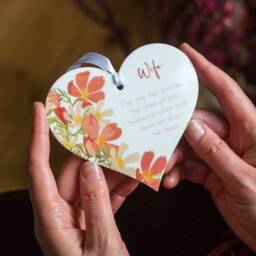Orange Floral Wife White Acrylic Heart Wall Hanging - Keepsake Decoration Gift For Her - thumbnail 3