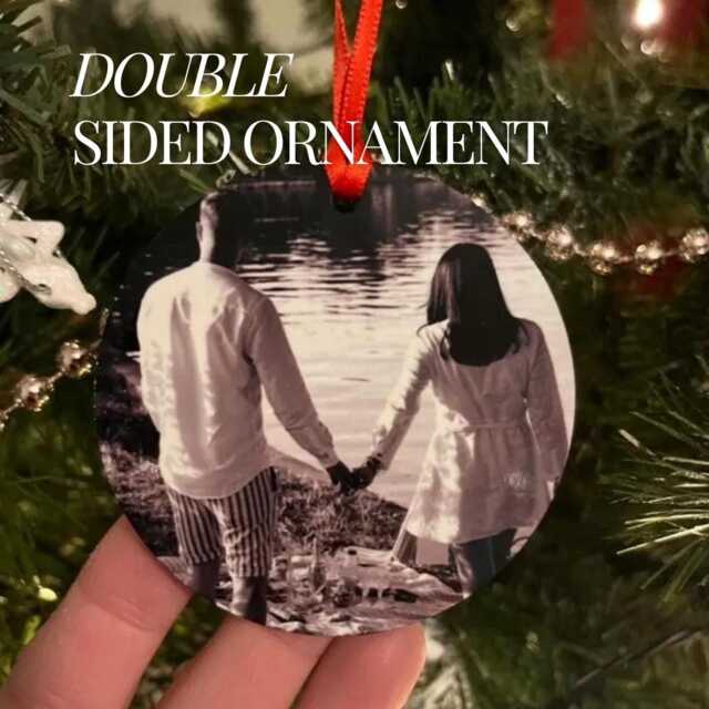 2 Sided Photo Ornament Gift For Her Wooden Personalized Ornaments Him Picture - image 1