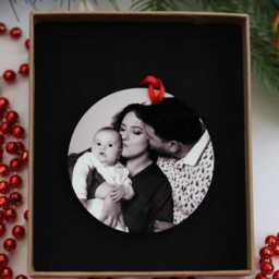 2 Sided Photo Ornament Gift For Her Wooden Personalized Ornaments Him Picture - thumbnail 3