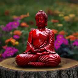 Large Red Buddha Statue Concrete Figurine Outdoor Sculpture Budha Ornament Front Door Decoration Lover Gift - thumbnail 4