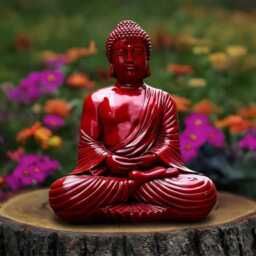 Large Red Buddha Statue Concrete Figurine Outdoor Sculpture Budha Ornament Front Door Decoration Lover Gift - thumbnail 1