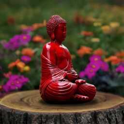 Large Red Buddha Statue Concrete Figurine Outdoor Sculpture Budha Ornament Front Door Decoration Lover Gift - thumbnail 2