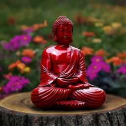 Large Red Buddha Statue Concrete Figurine Outdoor Sculpture Budha Ornament Front Door Decoration Lover Gift - thumbnail 3