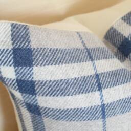 Blue & Gray Plaid Wool Pillow Cover, White Check Farmhouse Cover - Made To Order - thumbnail 3