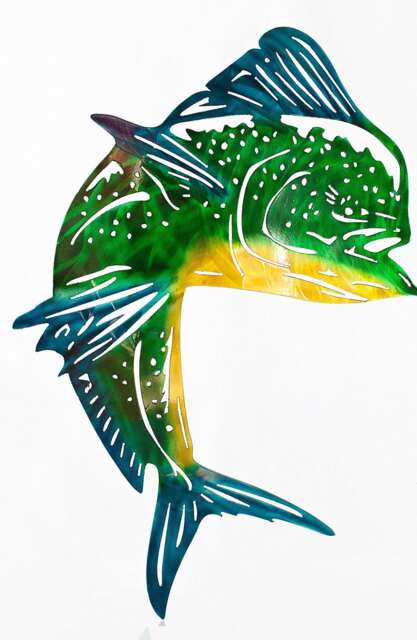 Handmade Metal Mahi Wall Art, Coastal Decor, Fishing Gift - image 1