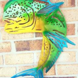 Handmade Metal Mahi Wall Art, Coastal Decor, Fishing Gift - thumbnail 2