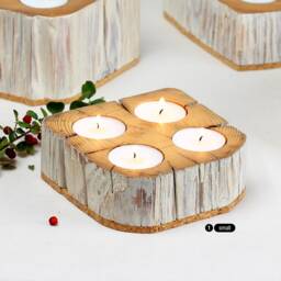 Tealight Candle Holder From Salvaged Barn Beam Solid Wood For 4 Tealights - thumbnail 2