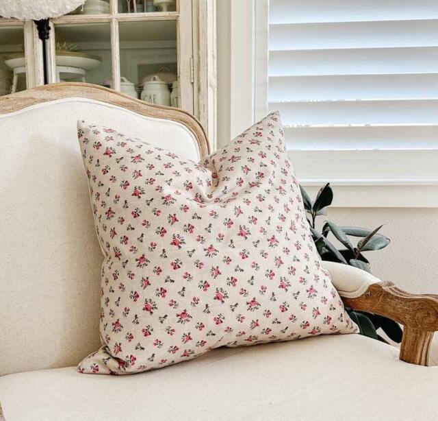 Discontinued~ Floral Print Pillow Cover 18x18, Pink Case, Neutral Throw Pillow, Vintage Blush -- Ioana - image 1