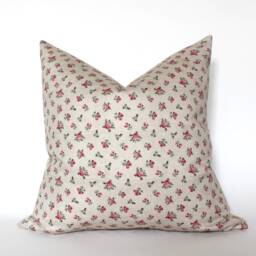 Discontinued~ Floral Print Pillow Cover 18x18, Pink Case, Neutral Throw Pillow, Vintage Blush -- Ioana - thumbnail 2