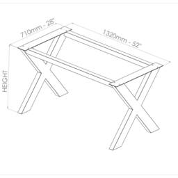 "steel Dining Table Base For Modern Rooms , 28""H X 28"" W 52"" L Enli X-Frame Base, Height 26""-30" - thumbnail 2