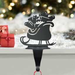 Steel Sleigh Stocking Holder, Christmas Mantel Decoration