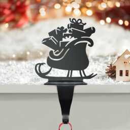 Steel Sleigh Stocking Holder, Christmas Mantel Decoration - thumbnail 2