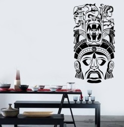 Wall Vinyl Decal Living Room Decor Ancient Ceremony Mask Maya Aztec Modern Ethnic Home Art 2681Dn - thumbnail 1