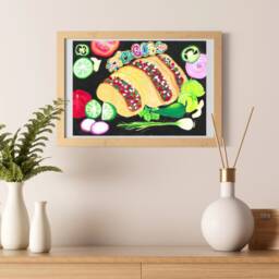 Taco De Asada Gouache Painting Mexican Food Lover Wall Art - thumbnail 2