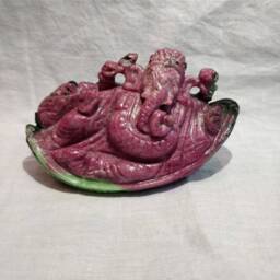 Ruby Ganesh, 1140 Caret Zoisite Ganesha, Hindu God Lord Figurine, Ganesh Idol, Religious Spiritual Gift - thumbnail 1