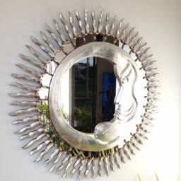 Mirror Sun & Moon 78cm Silver -Interior Decoration - Wall Mirror Home Decorative Mirrors Peruvian Crafts - thumbnail 3