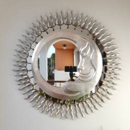 Mirror Sun & Moon 78cm Silver -Interior Decoration - Wall Mirror Home Decorative Mirrors Peruvian Crafts - thumbnail 1