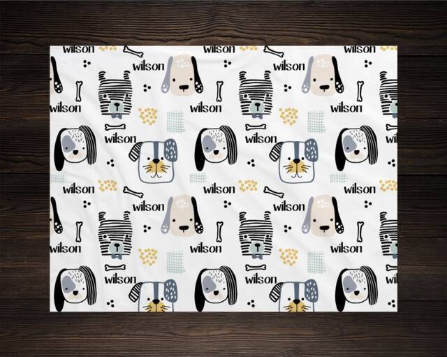 Personalized Puppy Baby Blanket Gifts Shower Gift Newborn Watch Me Grow Boy Monogram - image 1