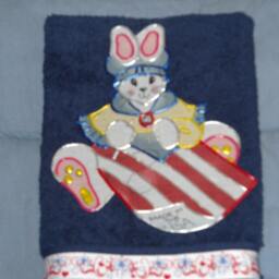 Patriotic Bunny Appliqued Hand Towel 4Th Of July Decor - thumbnail 3