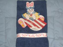 Patriotic Bunny Appliqued Hand Towel 4Th Of July Decor - thumbnail 1