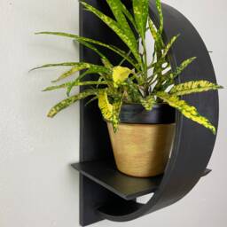 Reclaimed Wood Wall Plant Shelf Circular Maple Drum Shell Decor - thumbnail 3
