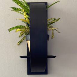 Reclaimed Wood Wall Plant Shelf Circular Maple Drum Shell Decor - thumbnail 2
