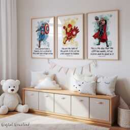 Superhero Bible Verse Prints - Set Of 5, Christian Kids Wall Art, Printed Or Framed - thumbnail 3