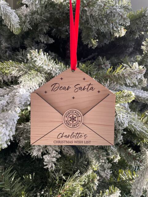Personalised 3D Christmas Wish List Letter Holder, To Santa, Dear Santa/Father Christmas, Tree Decoration - image 1