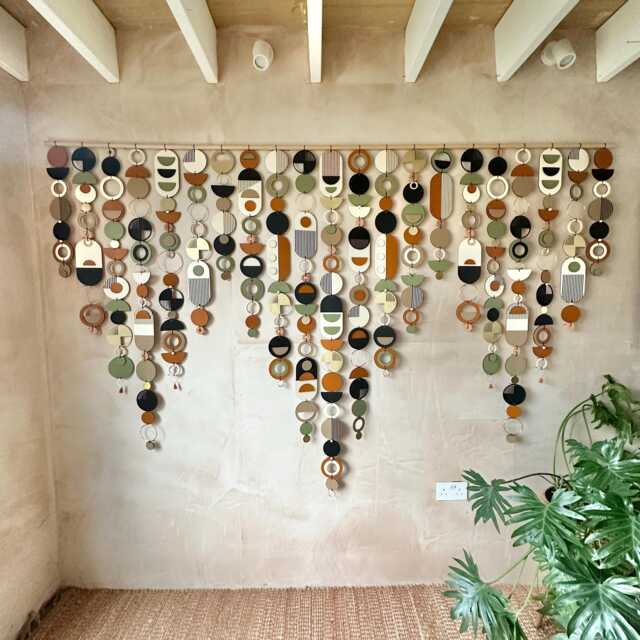 Large Mid-Century Modern Wall Sculpture - Geometric Plywood & Ceramic Decor - image 1