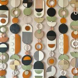 Large Mid-Century Modern Wall Sculpture - Geometric Plywood & Ceramic Decor - thumbnail 3