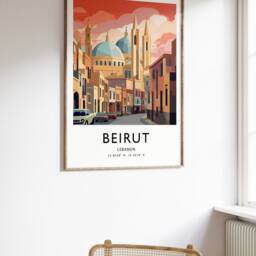 Beirut Lebanon Travel Poster Colorful Cityscape Art Print - thumbnail 2