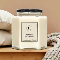 White Winter Scented Candles, Christmas Soy Wax Vegan Candle Spicy Clove Scent - thumbnail 3