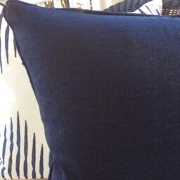 "Hodsoll Mackenzie O Pillow Cover in White & Dark Navy Embroidered ""Aria" - thumbnail 3