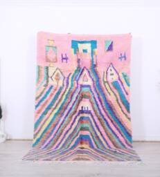 Pink Moroccan Rug, Berber 5x8 Ft, Colorful Area Rug
