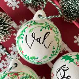 Personalised Ceramic Christmas Bauble, Hand Painted Name Ornament, Tree Decoration - thumbnail 1