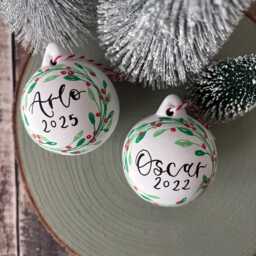 Personalised Ceramic Christmas Bauble, Hand Painted Name Ornament, Tree Decoration - thumbnail 3